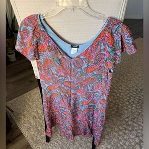 J.Crew 100% Silk Paisley Mini Dress Flutter Sleeves, 8